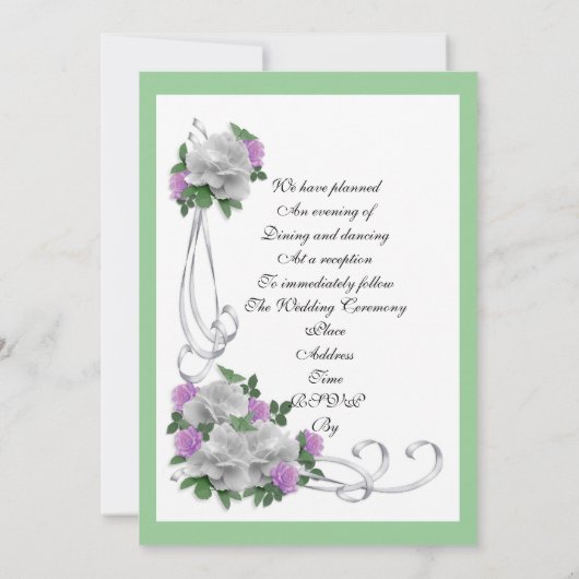 Invitation modèle élégante roses blanches (Dos)