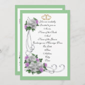 Invitation modèle élégante roses blanches (Devant / Derrière)