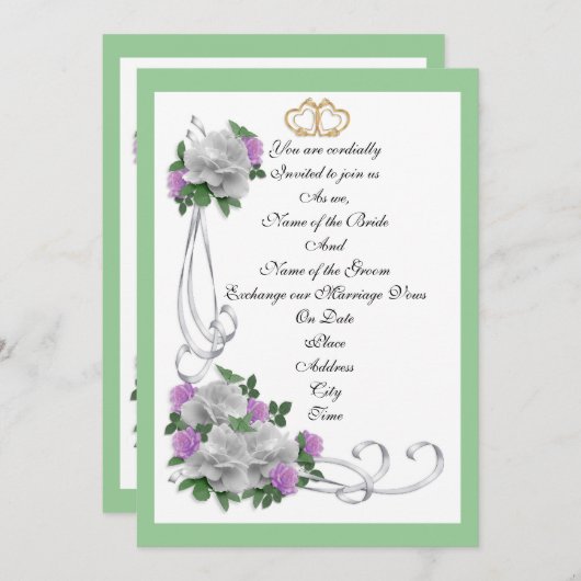 Invitation modèle élégante roses blanches (Devant / Derrière)