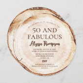 Invitation Modèle en bois rustique pour 50e anniversaire modi (Devant / Derrière)