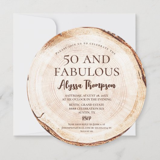 Invitation Modèle en bois rustique pour 50e anniversaire modi (Devant)