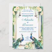 Invitation Modèle fiançailles indien Peacock et jasmine (Devant)