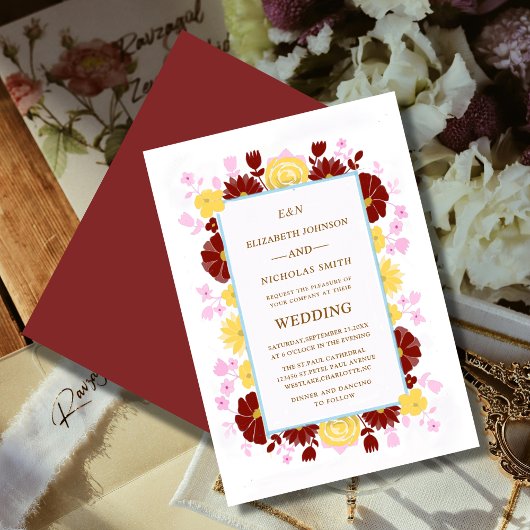 Invitation modèle fleuri unique coloré
