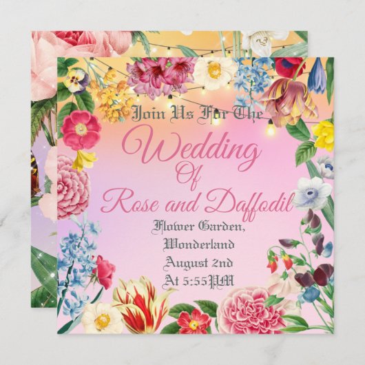 Invitation Modèle floral (Devant / Derrière)