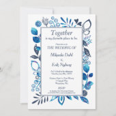 Invitation Modèle floral bleu cristal et gris bleu (Devant)