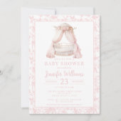 Invitation Modèle floral rose avec baby shower enfant (Devant)