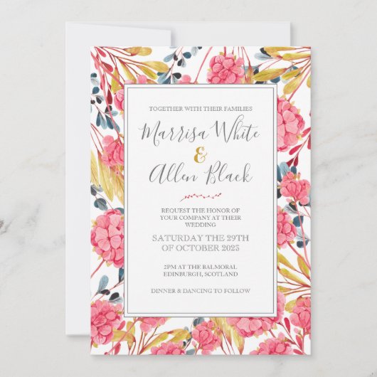 Invitation Modèle floral rose clair (Devant)