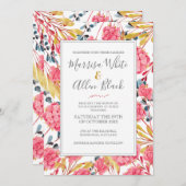 Invitation Modèle floral rose clair (Devant / Derrière)