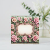 Invitation Modèle floral rose et blanc vert (Debout devant)