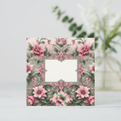 Invitation Modèle floral rose et blanc vert (Debout devant)