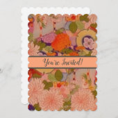 Invitation Modèle floral rose kimono (Devant / Derrière)