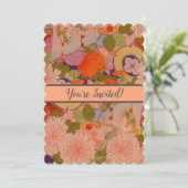 Invitation Modèle floral rose kimono (Debout devant)