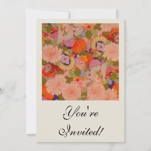 Invitation Modèle floral rose kimono (Devant)