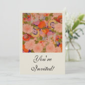 Invitation Modèle floral rose kimono (Debout devant)