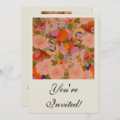 Invitation Modèle floral rose kimono (Devant / Derrière)