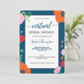 Invitation MODÈLE FLORAL sur FÊTE DES MARIÉES VIRTUELLE bleu  (Debout devant)