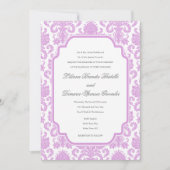 Invitation Modèle frontalier Pale Plum Mariage Damask (Devant)