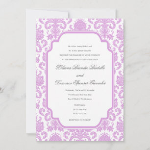 Invitation Modèle frontalier Pale Plum Mariage Damask