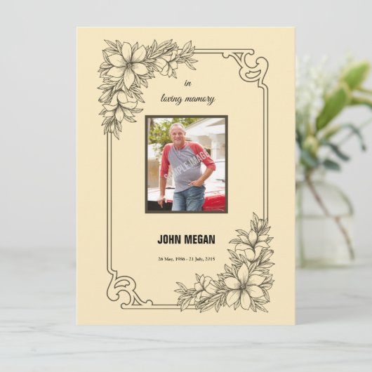 Invitation Modèle funéraire commémoratif (Debout devant)