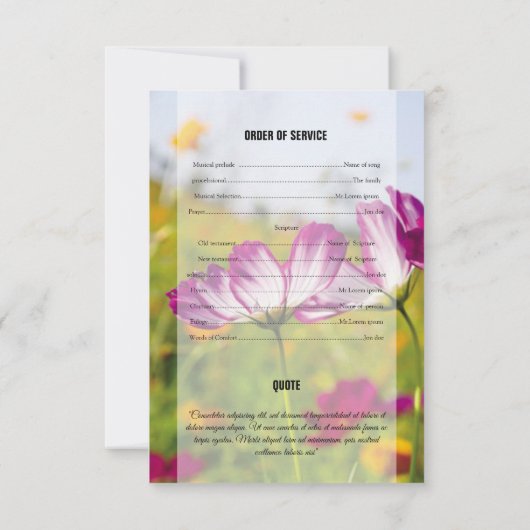 Invitation Modèle funéraire imprimable (Dos)