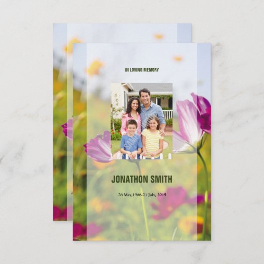 Invitation Modèle funéraire imprimable (Devant / Derrière)