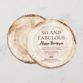 Invitation Modèle grain de bois rustique pour 50e anniversair (Devant / Derrière)