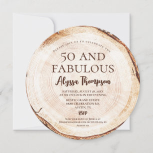 Invitation Modèle grain de bois rustique pour 50e anniversair