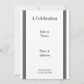 Invitation Modèle gris et noir d'invitation de rayures (Dos)