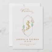 Invitation Modèle imprimable de mariage à monogramme (Devant)