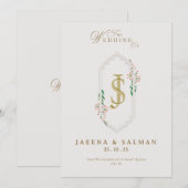 Invitation Modèle imprimable de mariage à monogramme (Devant / Derrière)