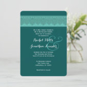 Invitation Modèle Mariage damassé TURQUOISE V16 (Debout devant)