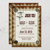 Invitation modèle mariage d'aviateurs à vapeur (Devant / Derrière)