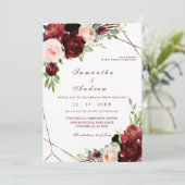 Invitation Modèle Mariage de Bourgogne et Blush (Debout devant)