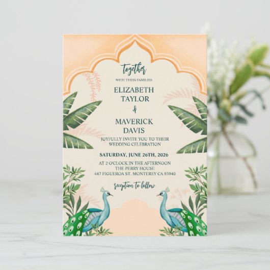 Invitation Modèle mariage d'invitation aquarelle (Debout devant)