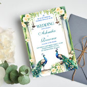 Invitation Modèle mariage indien Peacock et jasmine