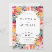 Invitation Modèle Mariage moderne Floral Peony rose (Devant)