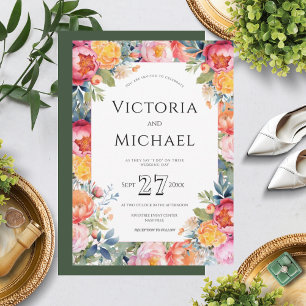 Invitation Modèle Mariage moderne Floral Peony rose