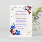 Invitation Modèle Mariage Royal Blue et Bourgogne (Debout devant)