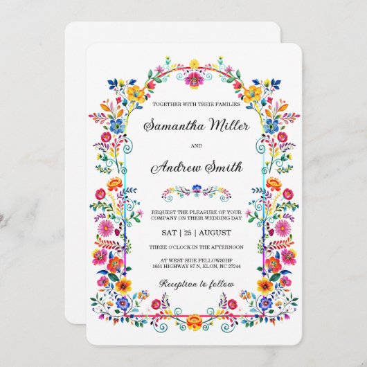 Invitation Modèle Mariage rustique mexicain (Devant / Derrière)