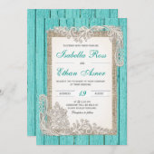Invitation Modèle Mariage Turquoise vintage (Devant / Derrière)
