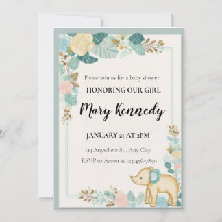 Invitation Modèle mignon et Baby shower