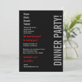 Invitation Modèle moderne DÎNER FÊTE Black White Red (Debout devant)
