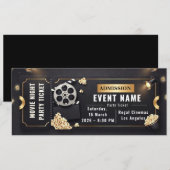 Invitation Modèle modifiable de billet de soirée cinéma 2026 (Devant / Derrière)