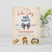 Invitation Modèle modifiable du barbecue de la fête du travai (Debout devant)