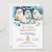 Invitation Modèle modifiable pour l'anniversaire d'hiver du p (Devant)