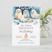 Invitation Modèle modifiable pour l'anniversaire d'hiver du p (Debout devant)