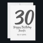 Invitation modèle noir date nom anniversaire 30 ans<br><div class="desc">conception modifiable</div>