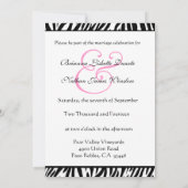 Invitation Modèle noir noir rose Zebra (Dos)
