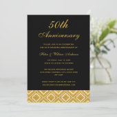 Invitation Modèle noir or 50e anniversaire de mariage (Debout devant)