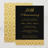 Invitation Modèle noir or 50e anniversaire de mariage (Devant / Derrière)